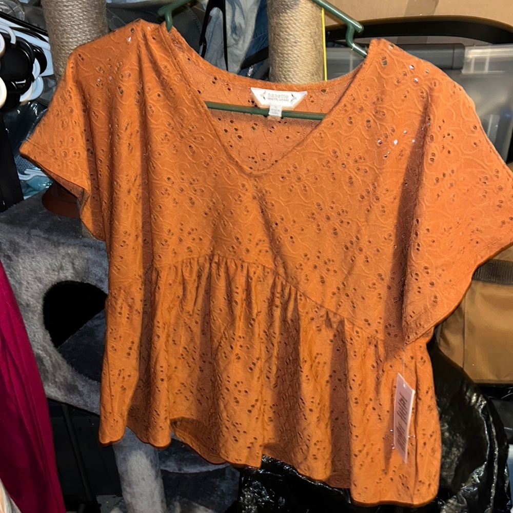 Nanette Lepore Blouse CROCHET Crop Top
